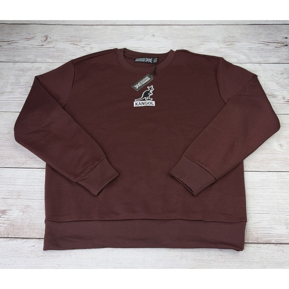 New Kangol Born British Men's XL Burgundy Crewneck Fleece Sweatshirt Logo Patch